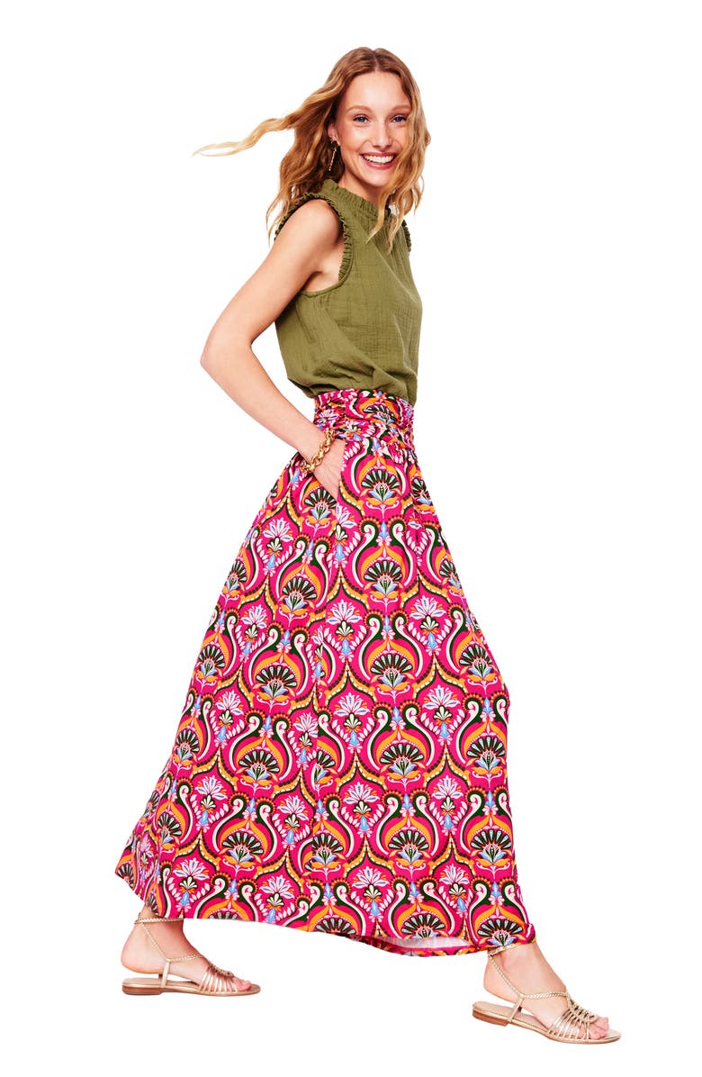 Boden Rosaline Medallion Print Jersey Maxi Skirt, Alternate, color, Pink Peony, Ornamental Floral
