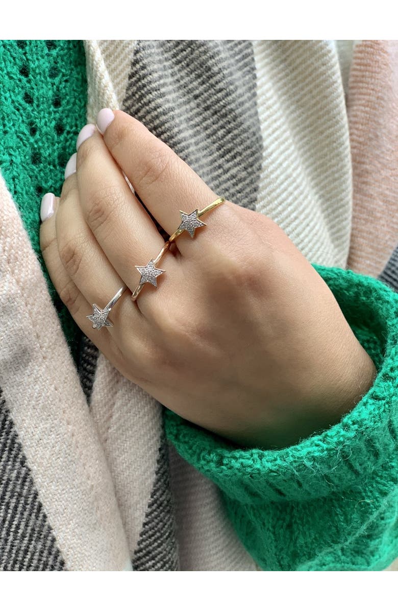 LuvMyJewelry Tri-Color (White, Yellow and Rose) Sterling Silver Dazzling Star Diamond Ring, Alternate, color, 