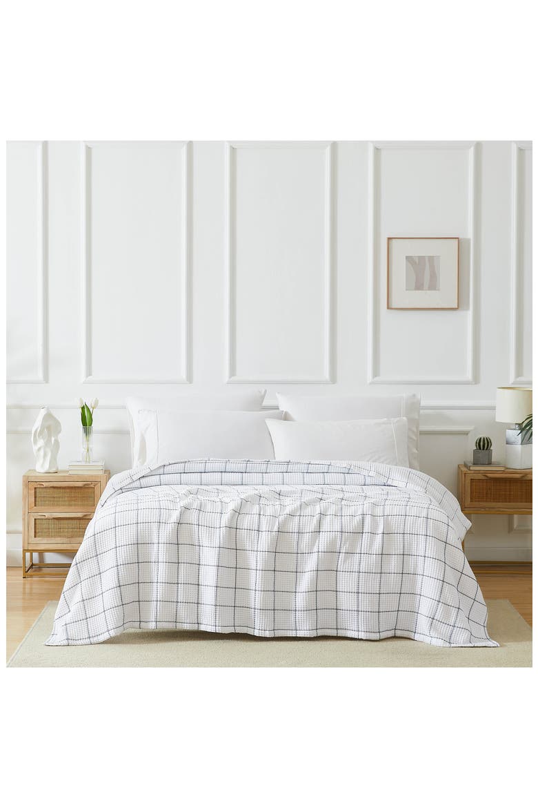 2-Piece Check Cotton Waffle Throw Blankets, Alternate, color, WHITE