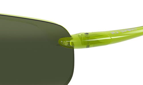 Maui Jim Ho'okipa 64mm Oversize Polarizedplus2® Rectangular Sunglasses In Shiny Transparent Light Green