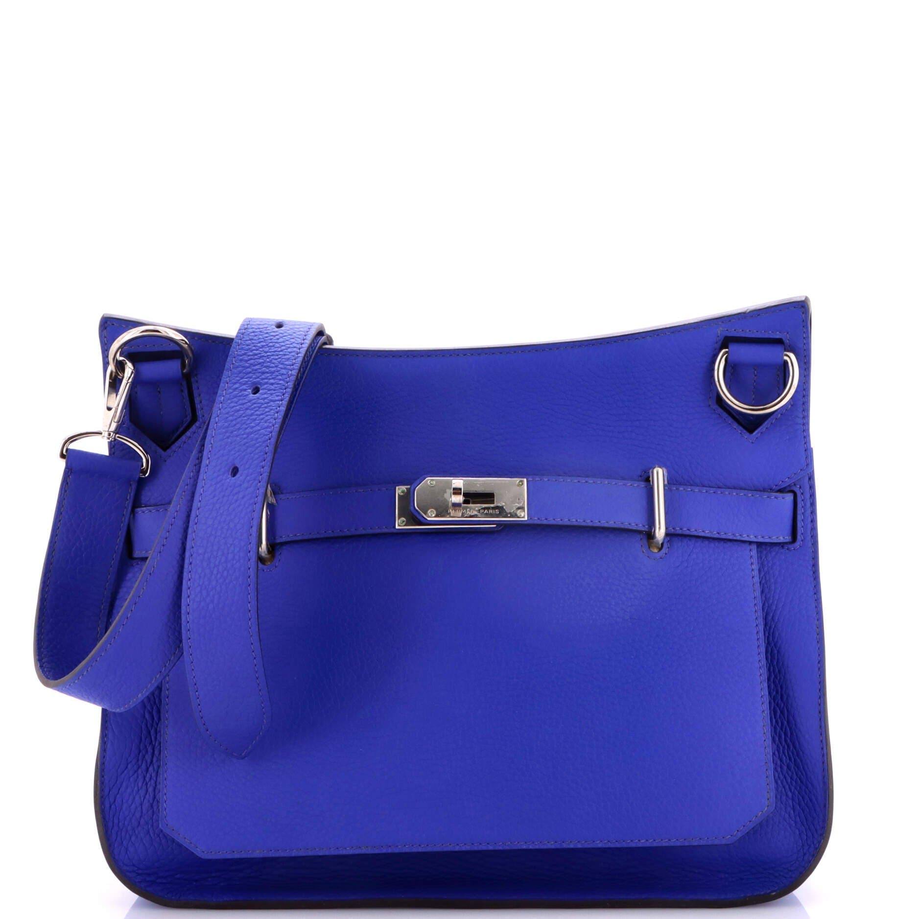 Pre-Owned Hermes Jypsiere Bag Clemence 34, Main, color, Bleu Electrique