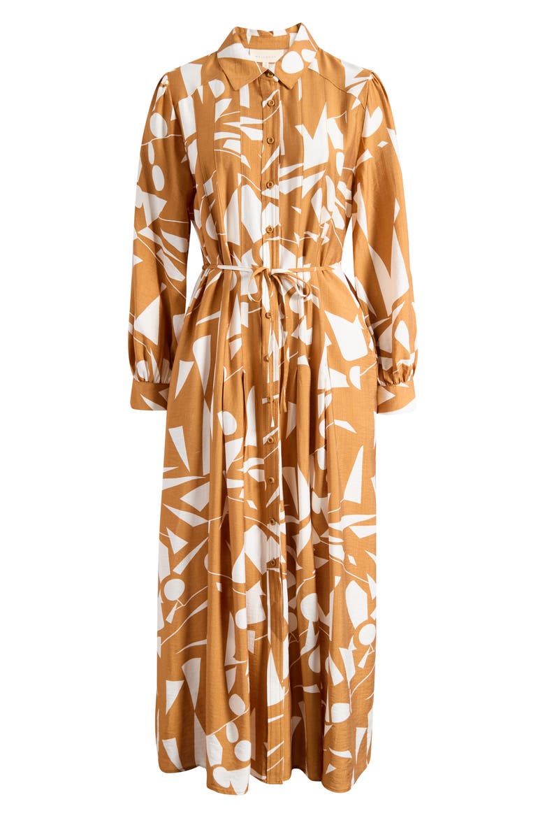 Long Sleeve Geometric Shirtdress, Alternate, color, MUSTARD GEO