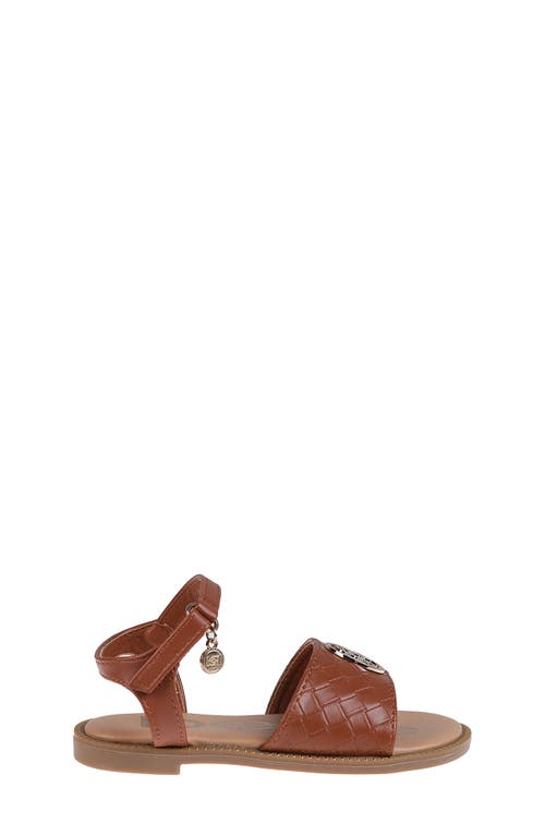 Bebe Little Girls Embossed Flat With Medallion Hardware Sandals In Cognac