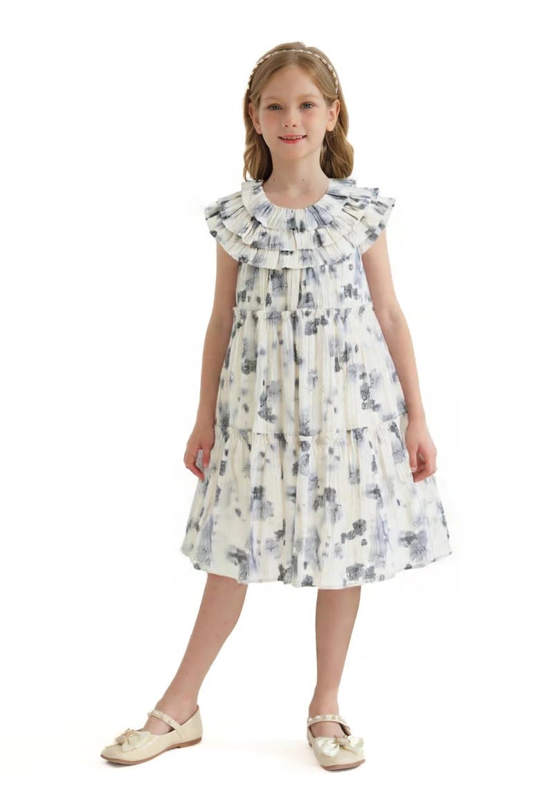 Floral Short Sleeve Dress, Alternate, color, Ivory