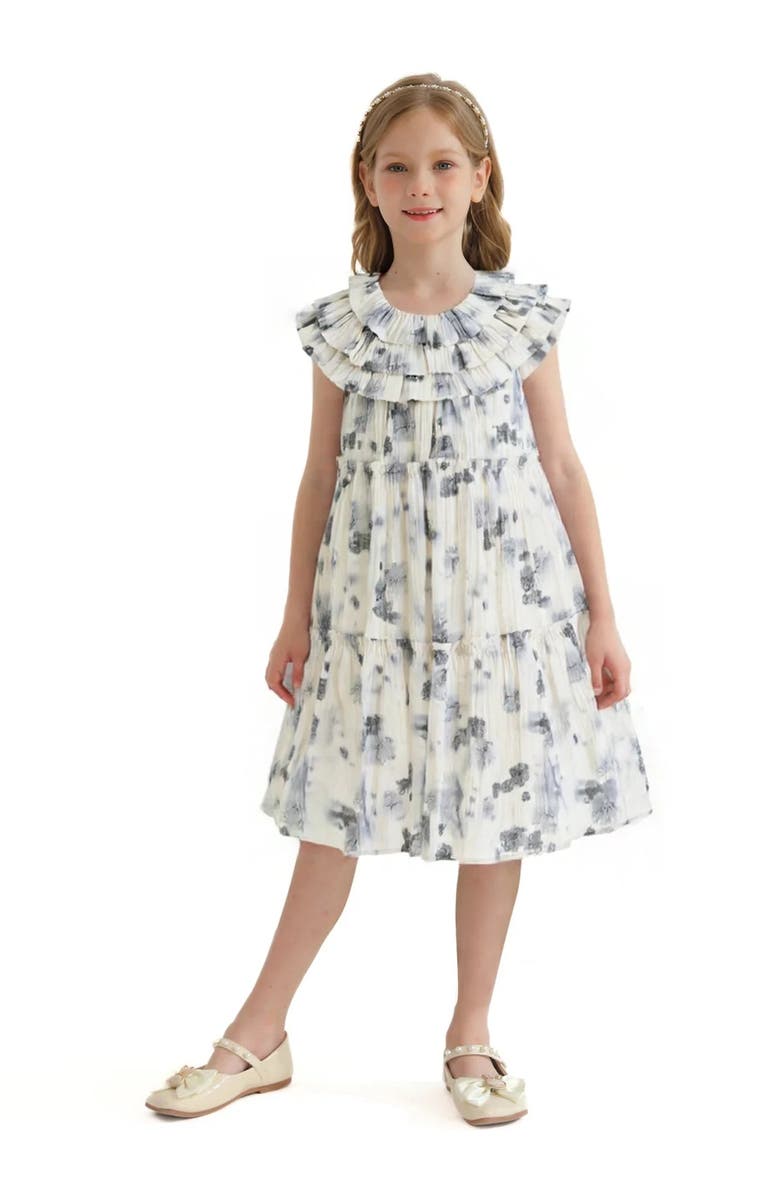 Tulleen Floral Short Sleeve Dress, Alternate, color, Ivory