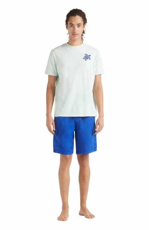 Men's Embroidered Turtle Cotton T-Shirt