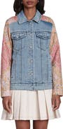 Avec Les Filles Mixed Media Denim Trucker Jacket