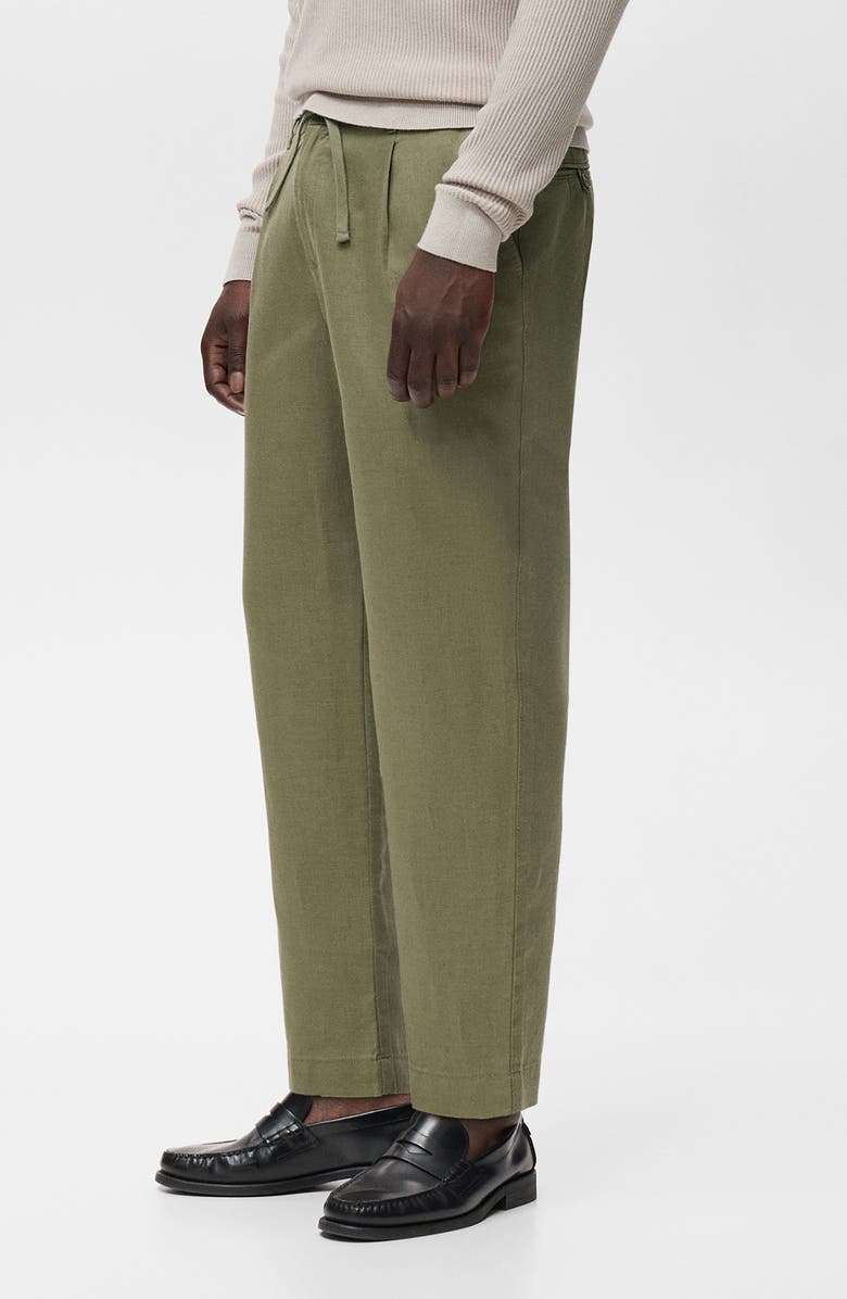MANGO Slim Fit Drawstring Pants, Alternate, color, Khaki Green