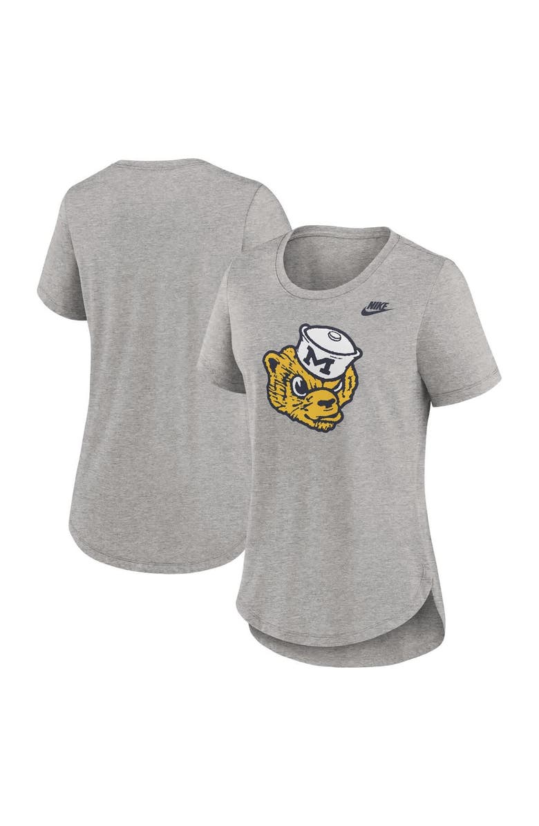 Nike Women's Nike Heather Gray Michigan Wolverines Legacy Tri-Blend T-Shirt, Alternate, color, 