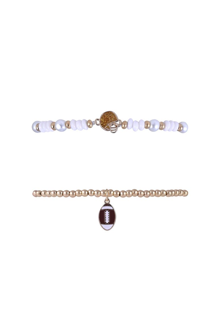 Game Day 4pc Football Bracelet Set, Alternate, color, Brown