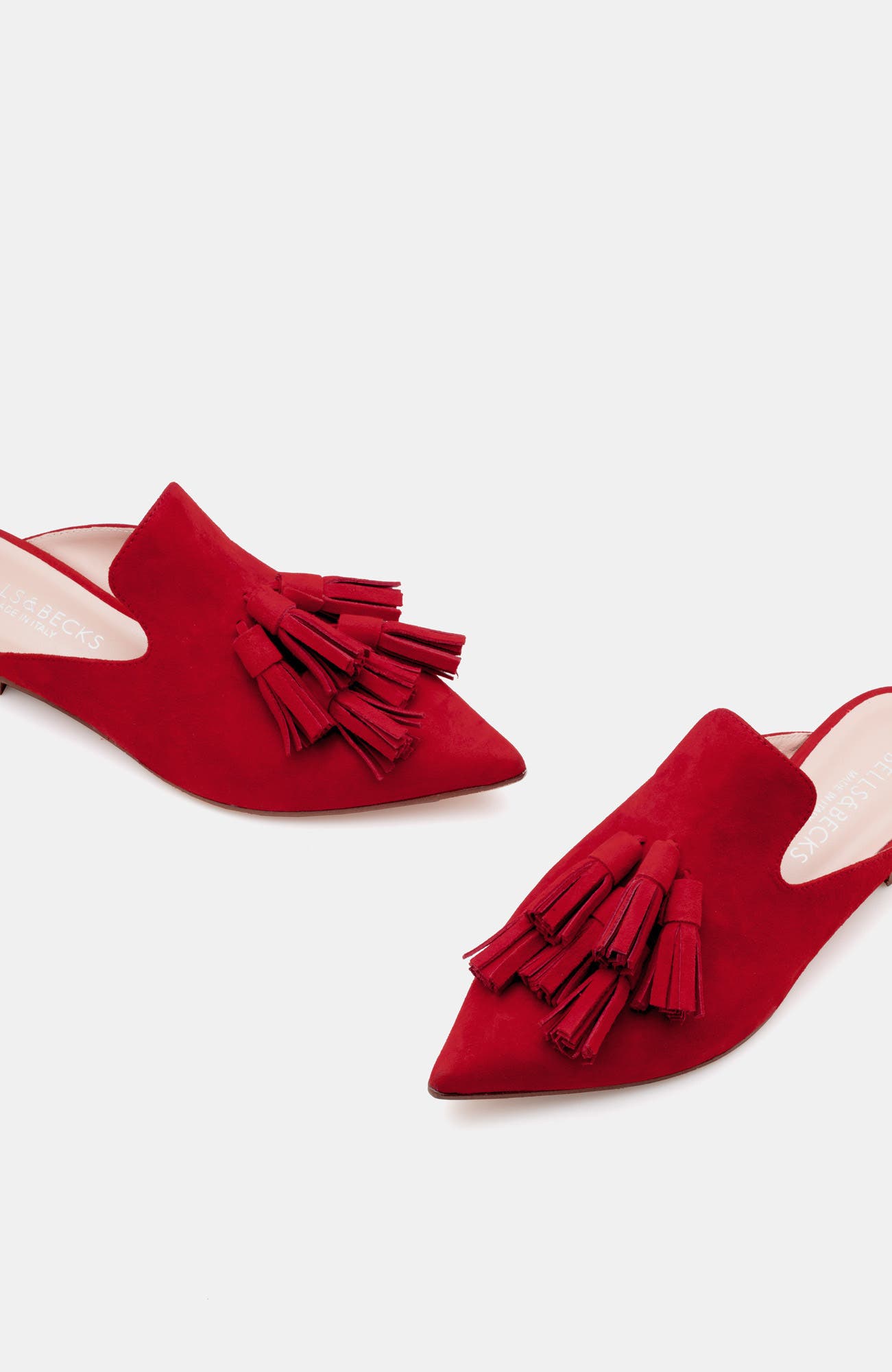 BELLS & BECKS Mirella Pointy Toe Tassel Mule, Alternate, color, Red