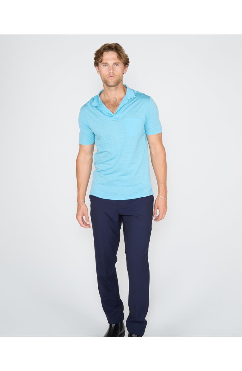 Lords of Harlech Bobby Merino Wool Johnny Collar Polo, Alternate, color, Teal