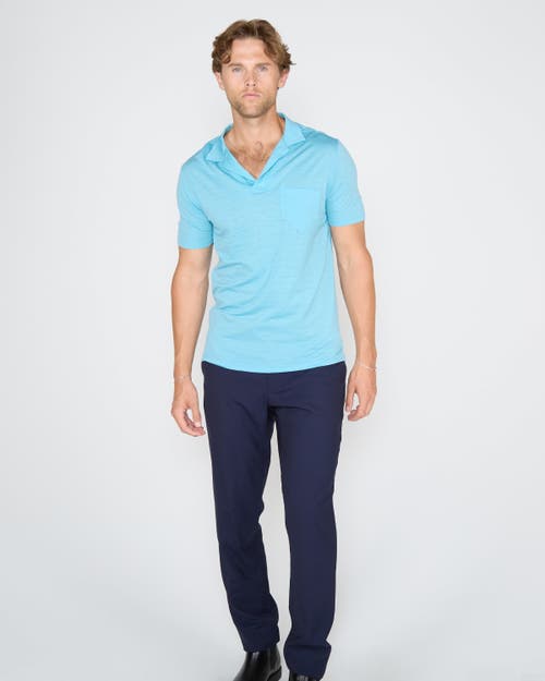 Lords Of Harlech Bobby Merino Wool Johnny Collar Polo City Geo In Blue