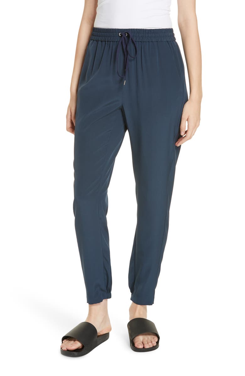 Tibi Pull-On Silk Crêpe de Chine Pants, Main, color, 