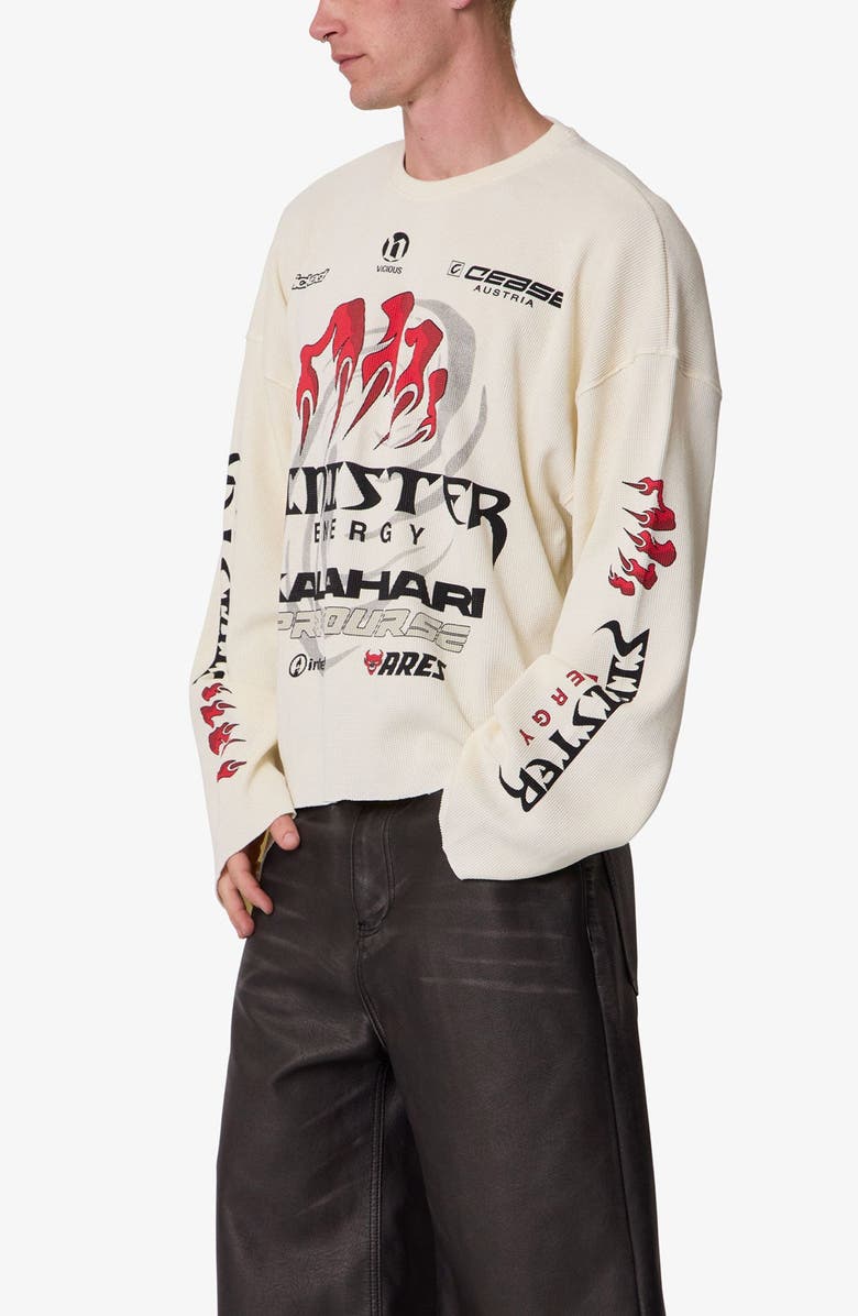 mnml Sinister Thermal Long Sleeve Cotton Graphic T-Shirt, Alternate, color, Off White