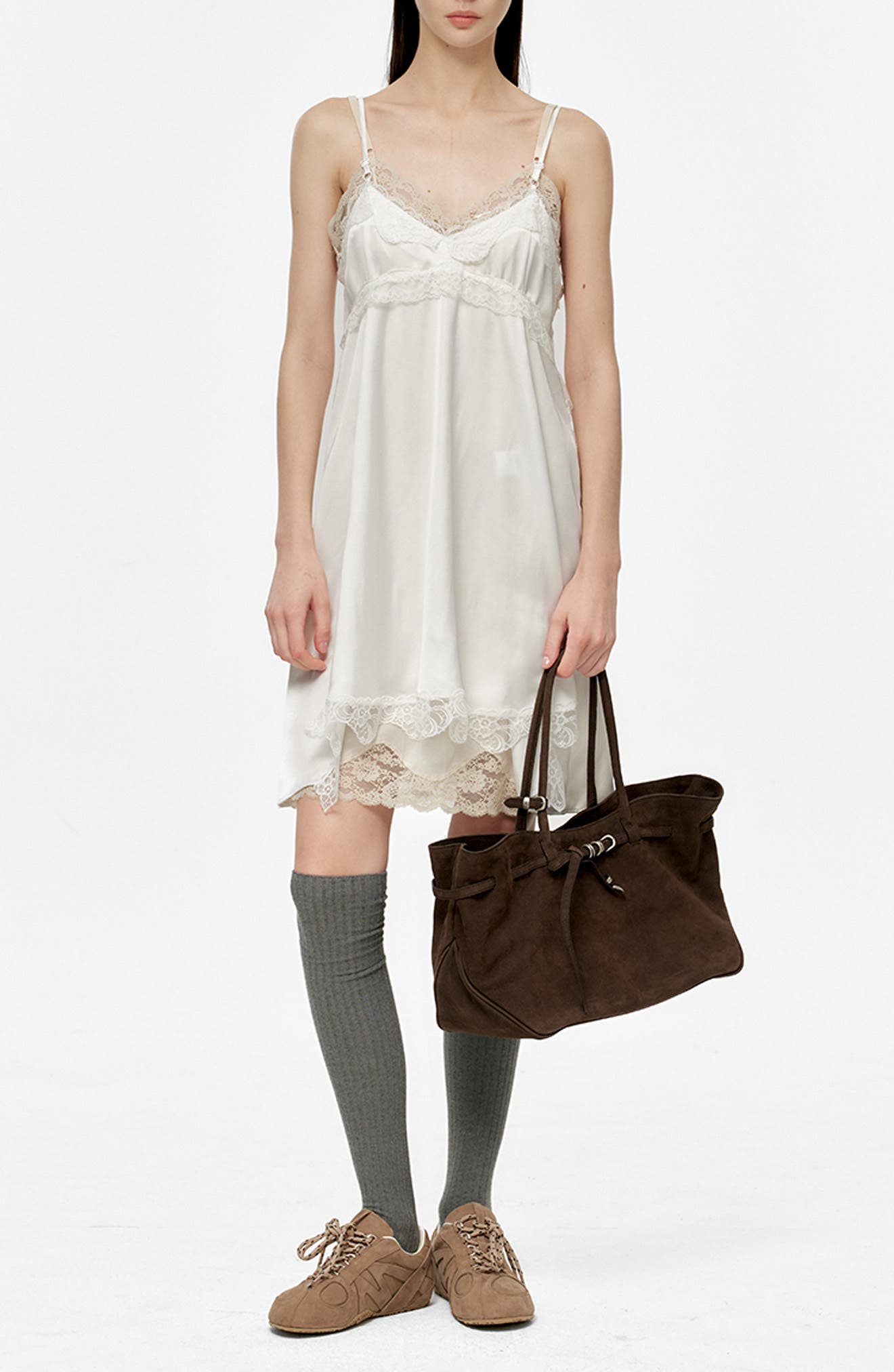 MARGESHERWOOD Grandma Large Buckle Suede Shoulder Bag, Alternate, color, Hush Nubuck