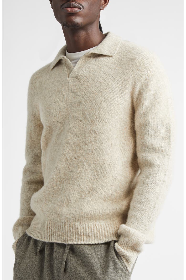 Long Sleeve Wool Polo Sweater, Alternate, color, BISCUIT