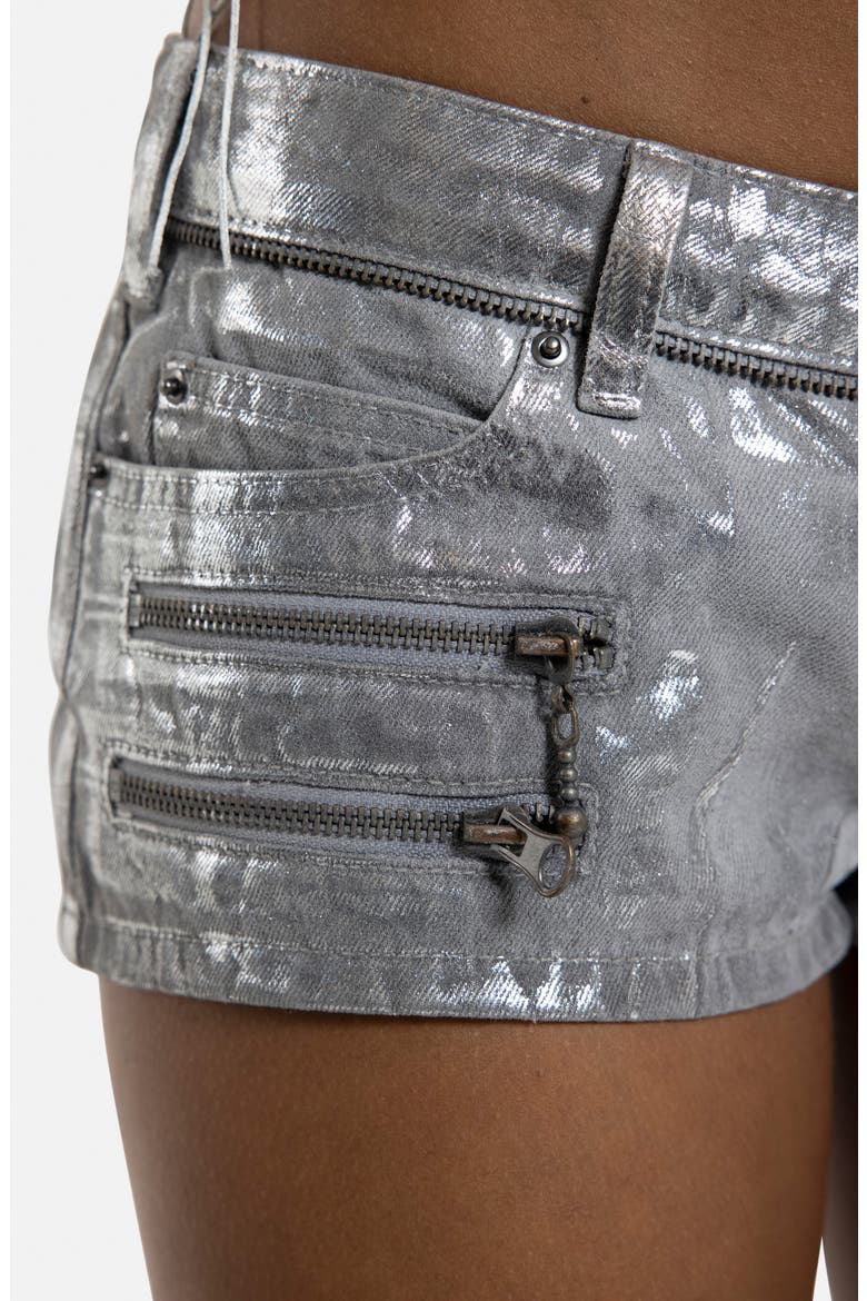 Foil Low Waist Micro Shorts, Alternate, color, GREY