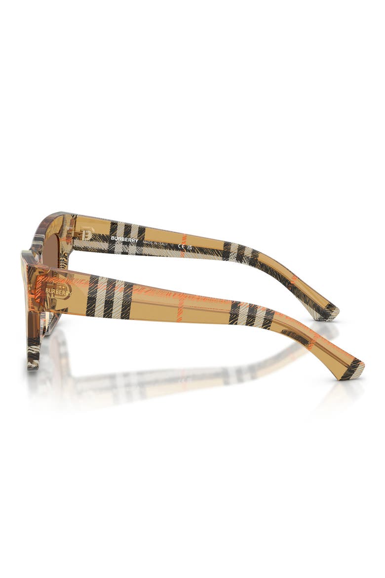 53mm Square Sunglasses, Alternate, color, CHECK SAND/DARK BROWN