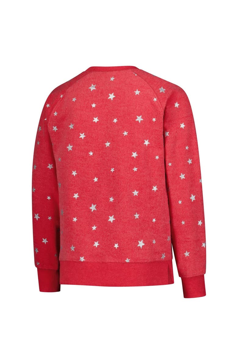 Wes & Willy Girls Youth Wes & Willy  Red Wisconsin Badgers Shimmer Star Reverse Sweatshirt, Alternate, color, 