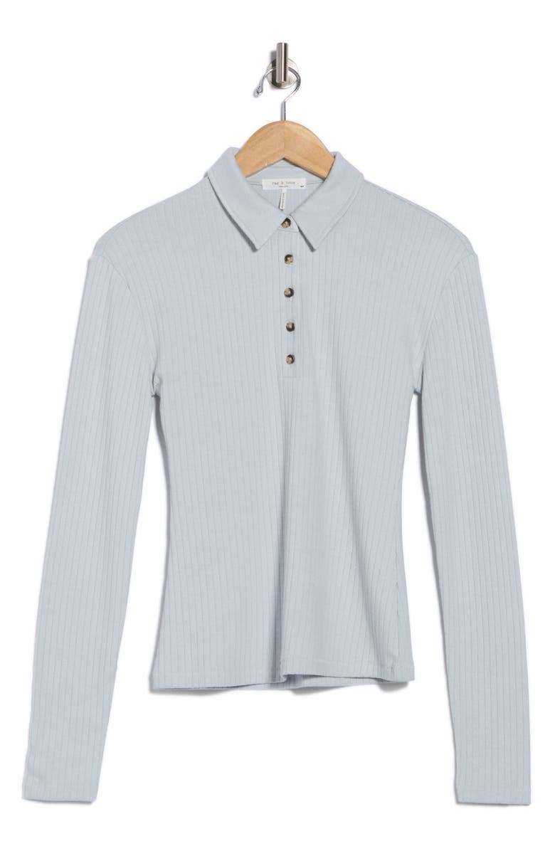 rag & bone The Knit Rib Polo, Alternate, color, Light Blue