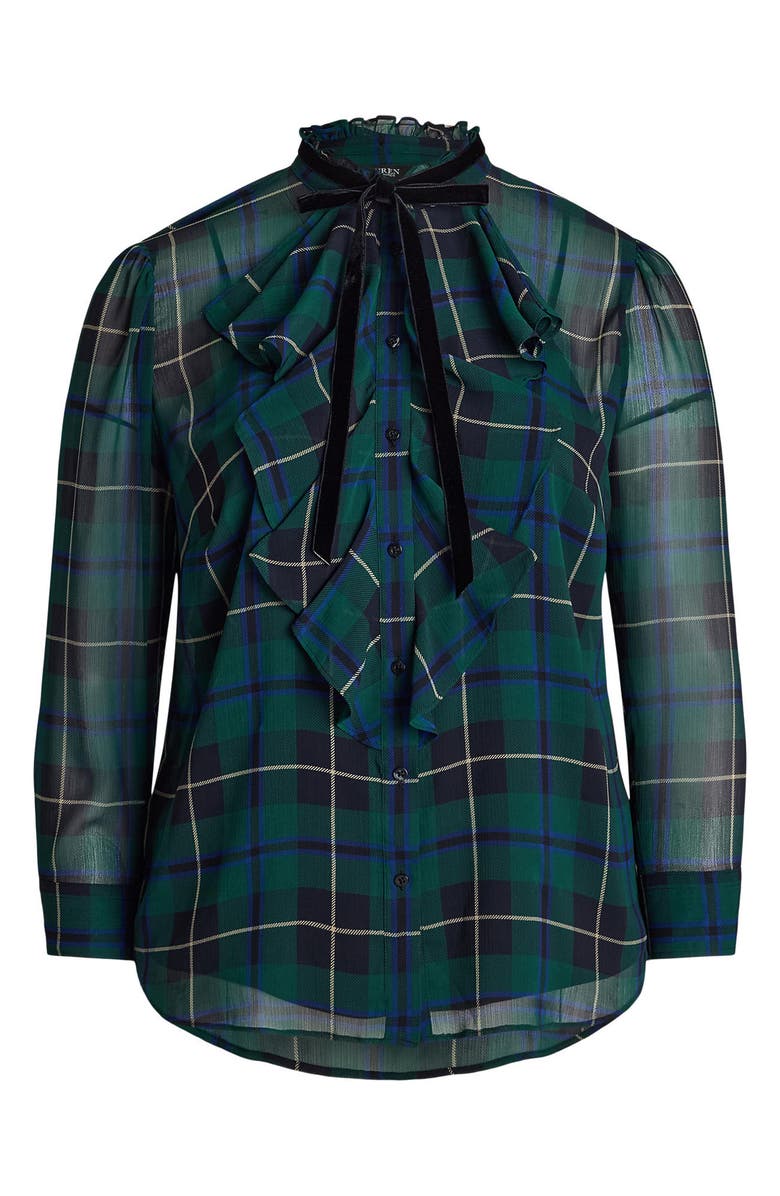 Lauren Ralph Lauren Crinkled Recycled Polyester Georgette Scarf Tie Top, Alternate, color, 