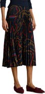 Lauren Ralph Lauren Belting Print Pleated Georgette Skirt
