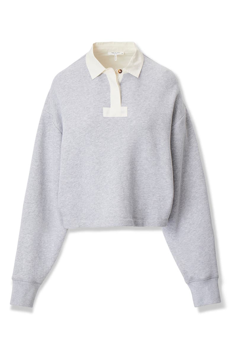 rag & bone Vintage Terry Polo Sweatshirt, Alternate, color, Heather Grey