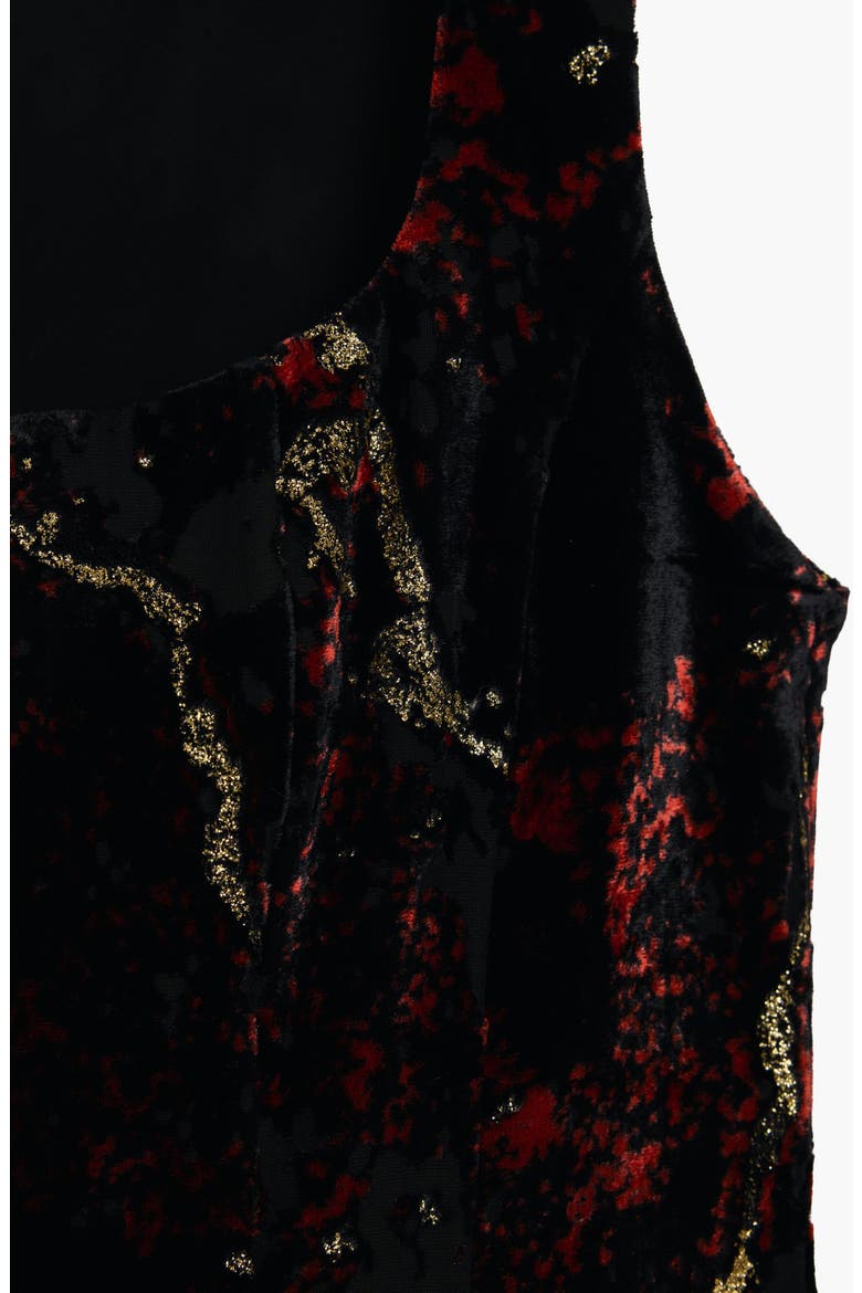 Metallic Sleeveless Velvet Dress, Alternate, color, BLACK