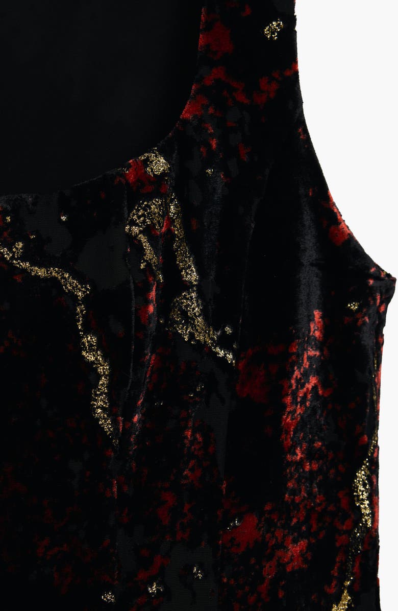 Desigual Metallic Sleeveless Velvet Dress, Alternate, color, Black