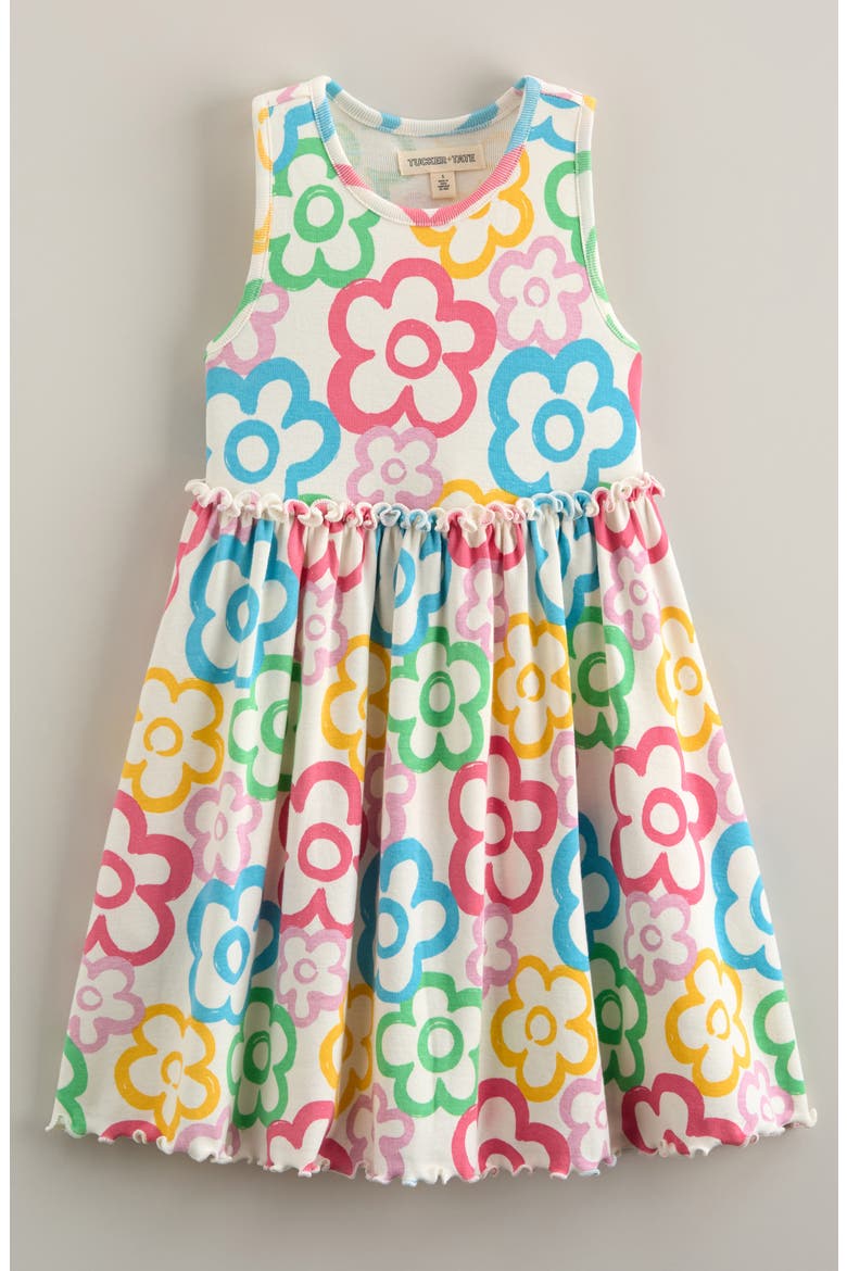 Kids' Print Racerback Dress, Main, color, IVORY EGRET PAINTED DAISY