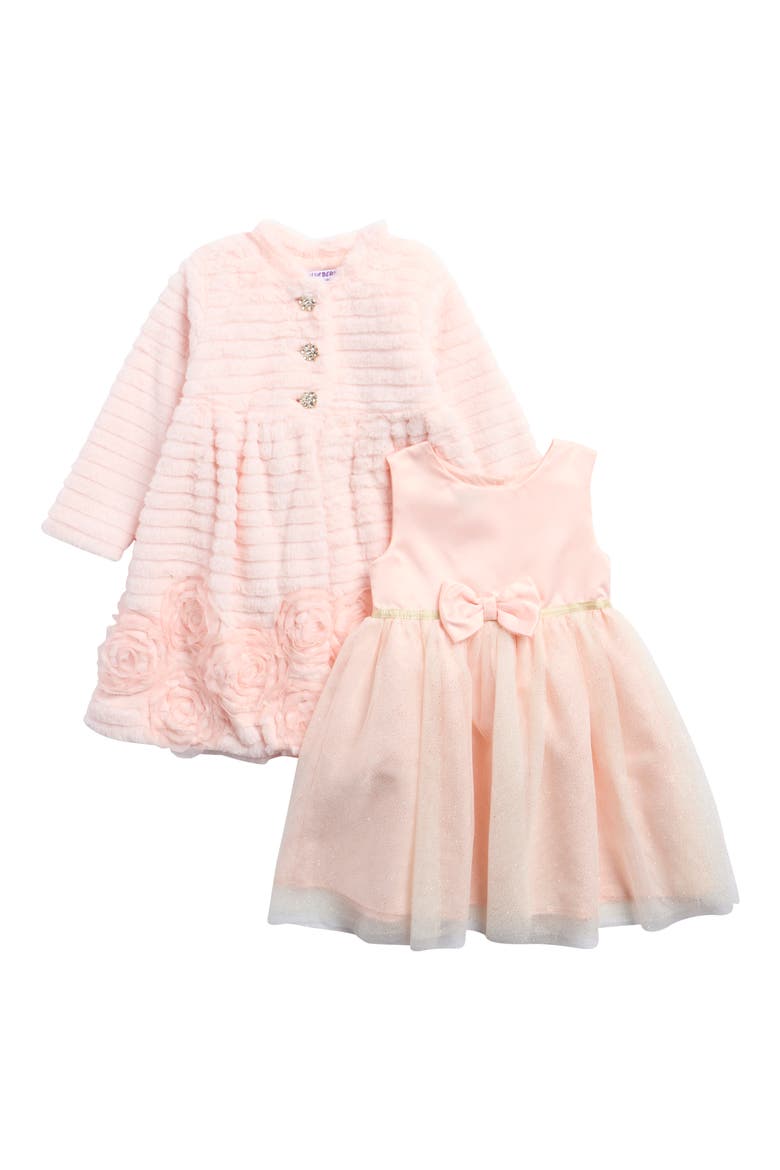 Kids' Party Dress & Faux Fur Coat Set, Main, color, PINK