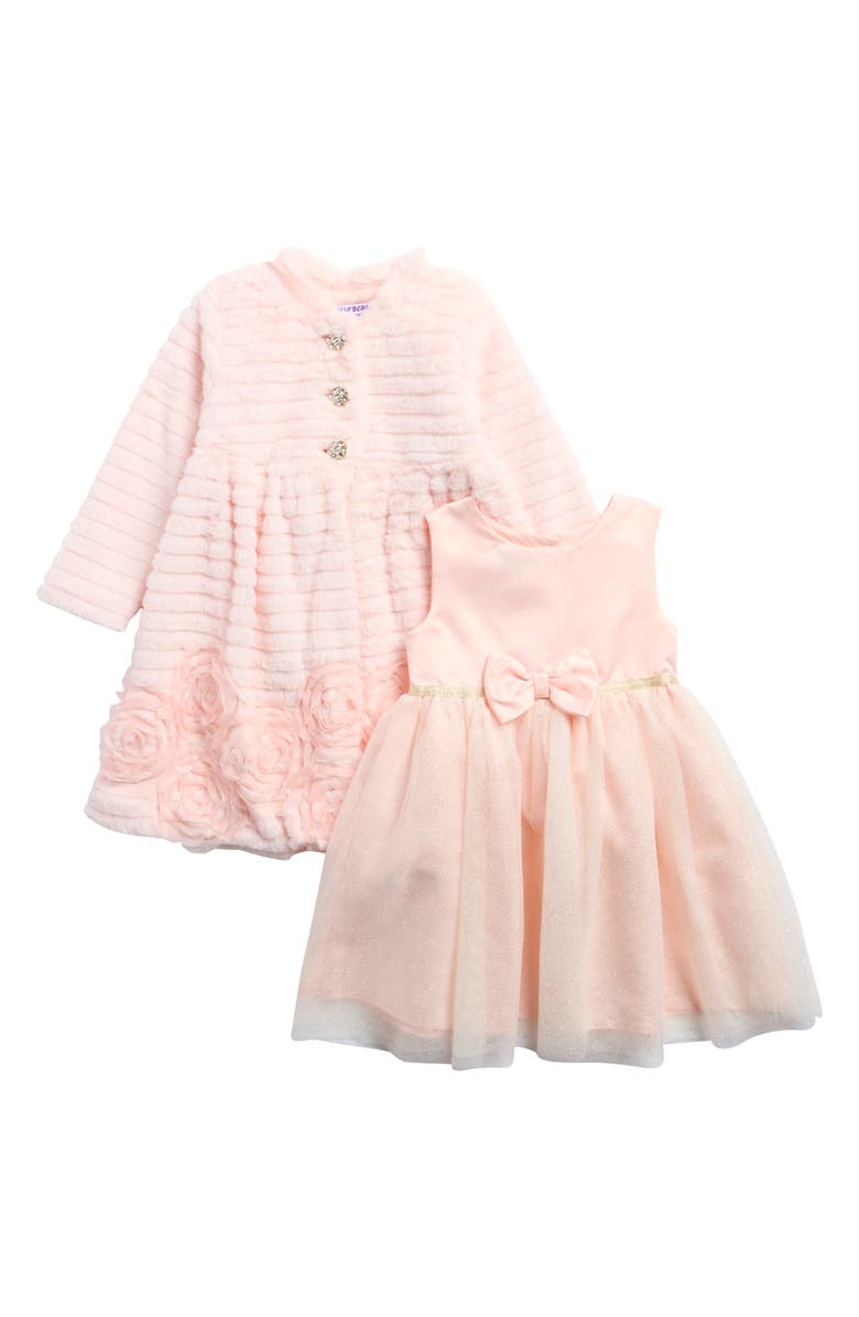 BLUEBERRY Kids' Party Dress & Faux Fur Coat Set, Main, color, Pink