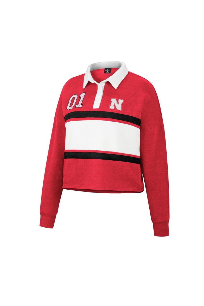 Women's Colosseum Scarlet Nebraska Huskers I Love My Job Rugby Long Sleeve Shirt, Alternate, color, Scarlet