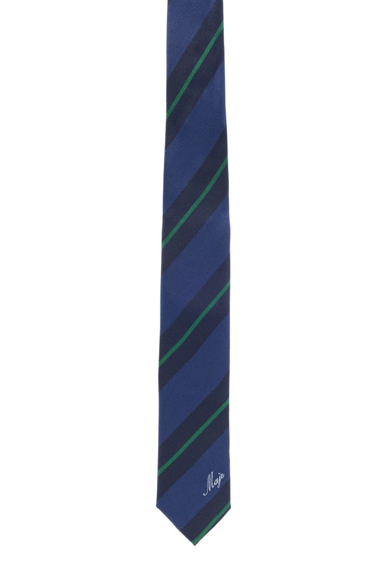 Striped Silk Tie, Alternate, color, Marine blue