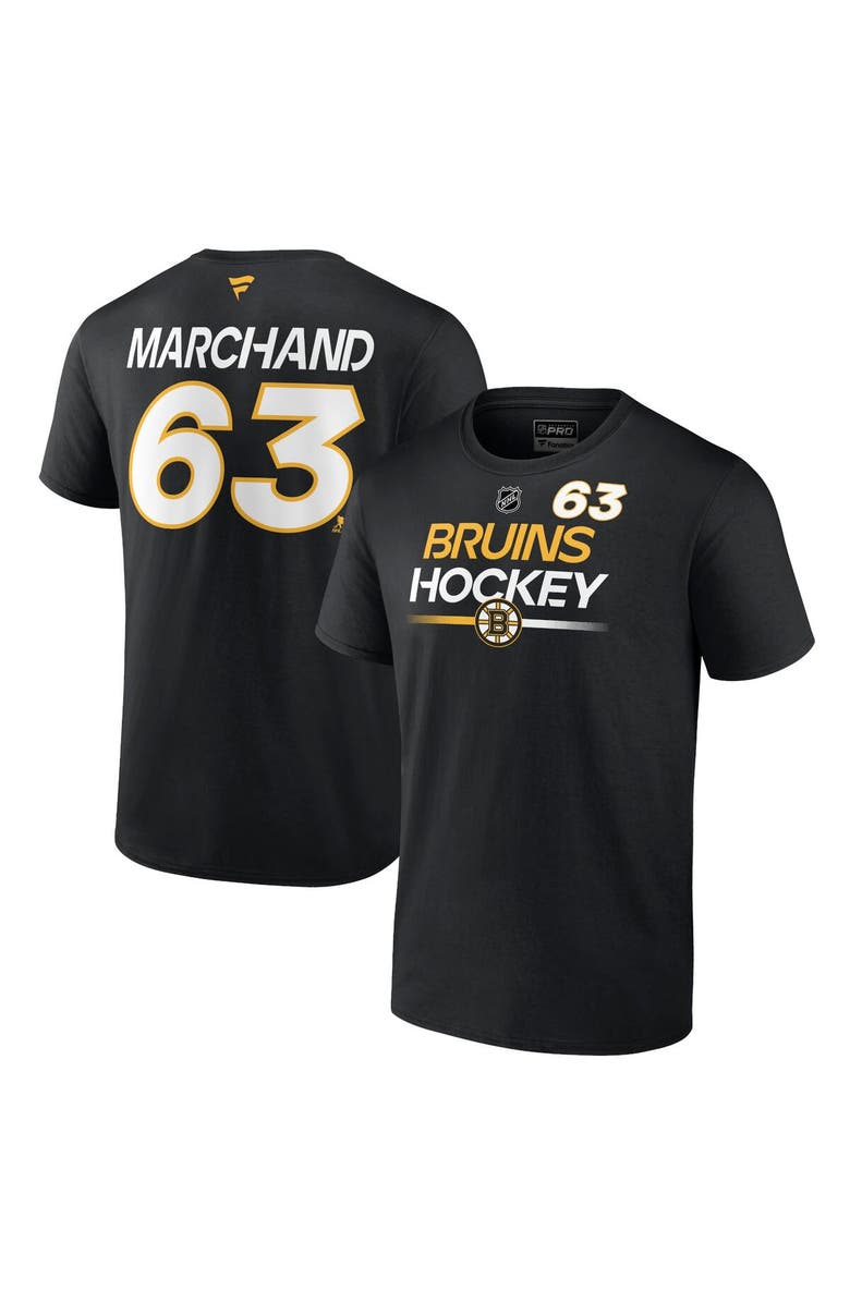 FANATICS Men's Fanatics Branded Brad Marchand Black Boston Bruins Authentic Pro Prime Name & Number T-Shirt, Alternate, color, 