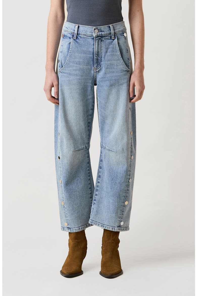 Franke Studded Barrel Leg Jeans, Main, color, BLUE HEAVEN