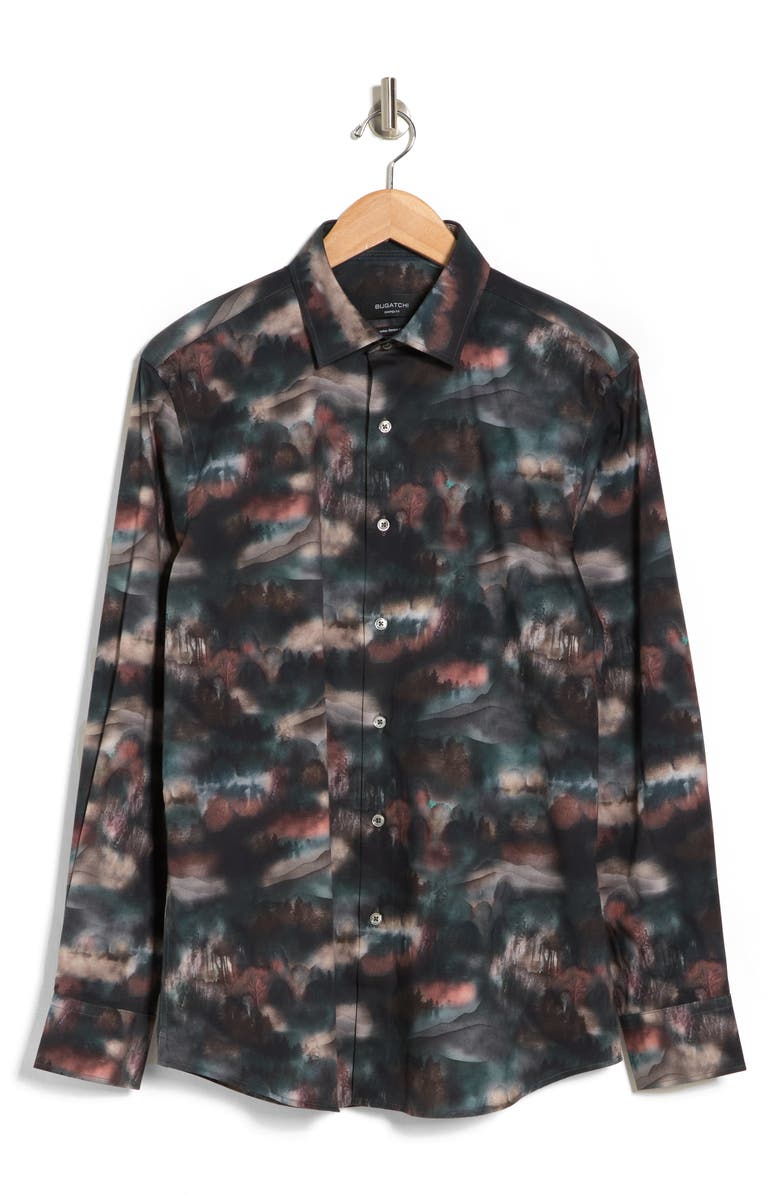 Bugatchi Shaped Fit Microprint Button-Up Shirt, Alternate, color,