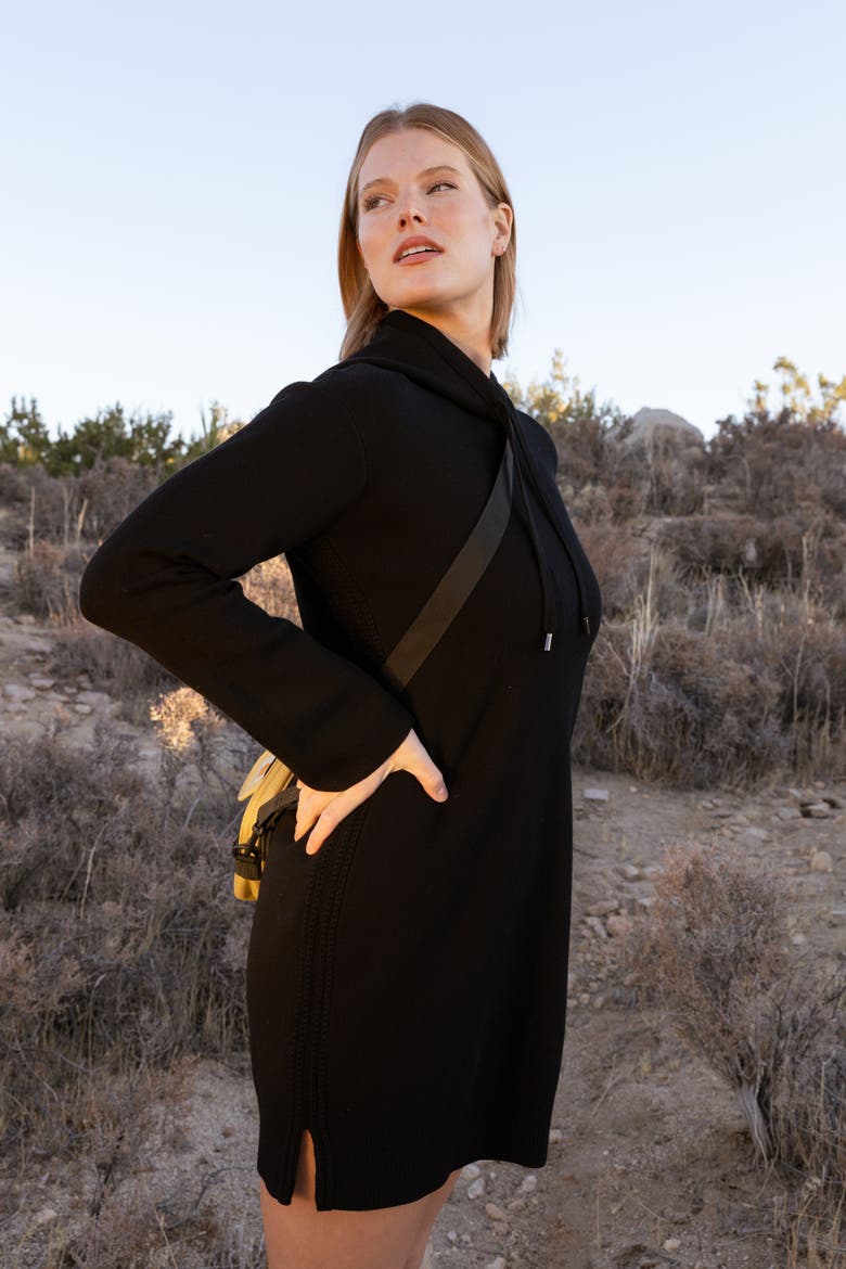 The Sweater Hoodie Mini Dress, Alternate, color, INK