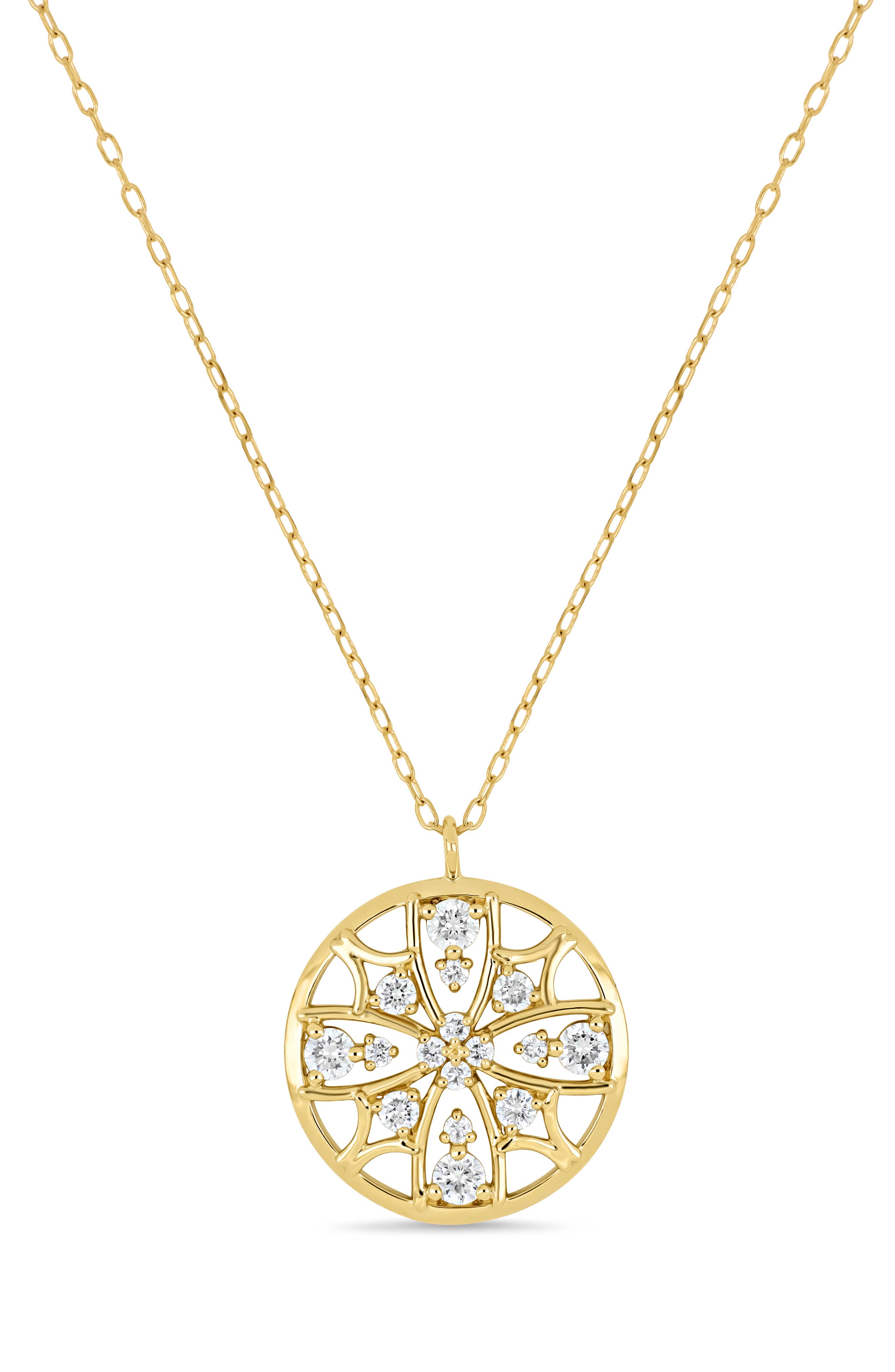 Getty 18k Gold Diamond Medallion Pendant Necklace