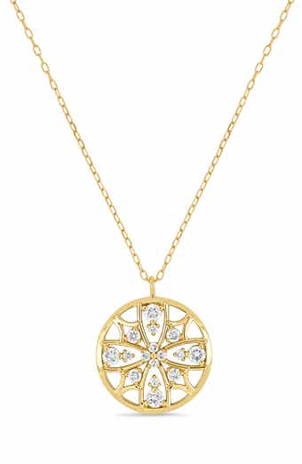 Getty 18k Gold Diamond Medallion Pendant Necklace