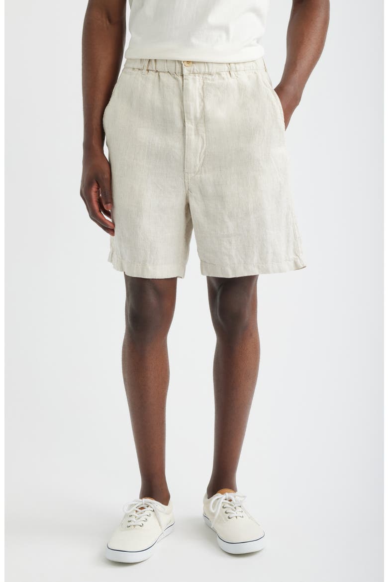 Pull-On Linen Shorts, Main, color, BLEACHED