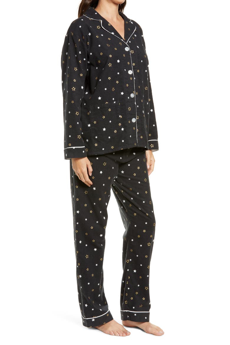 Flannel Pajamas with Headband, Alternate, color, SMOKE