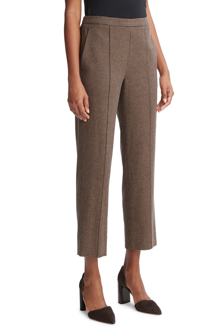 Houndstooth Pull-On Crop Pants, Alternate, color, BLACK/CAMEL