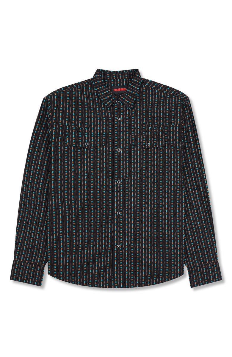 PLEASURES Tribute Western Snap-Up Shirt, Alternate, color, Black