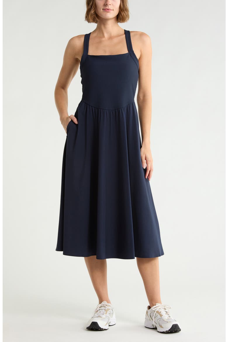 casual white dresses plus size Mark Women's Solid Fit and Flare Dress, Lilac, 1X and finished off with Chrisanne Lustre Lycra Crystalline Colour:Honey category_festive-edit