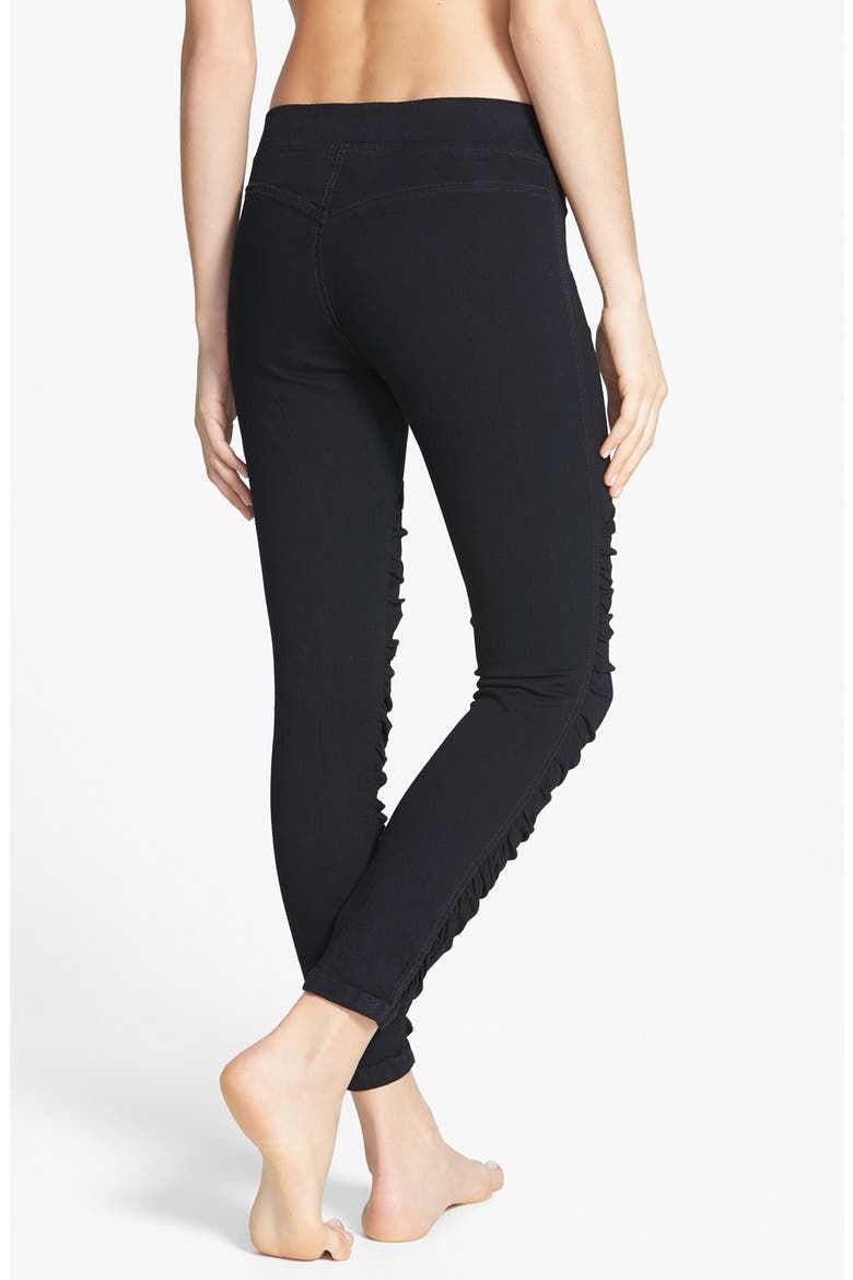 'Glove' Ruched Jean Leggings, Alternate, color, BLACK