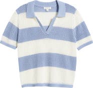 beachlunchlounge Skye Stripe Crochet Polo