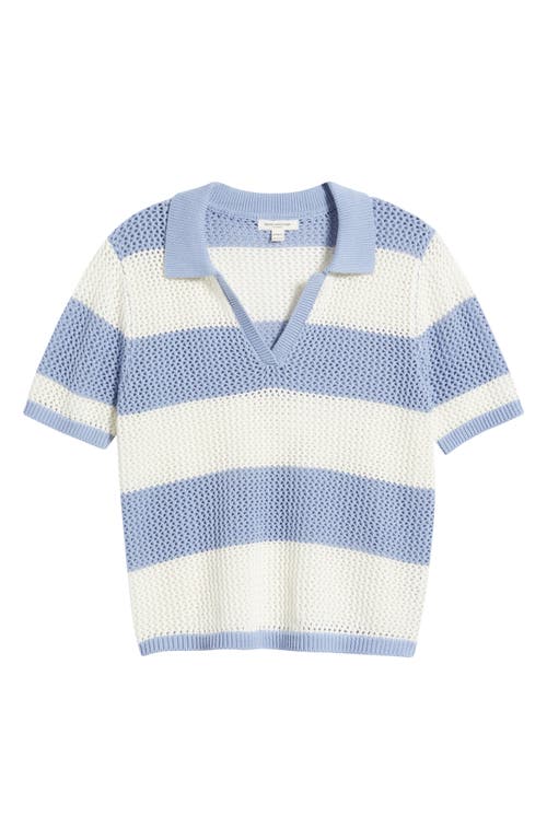 Beachlunchlounge Skye Stripe Crochet Polo In Blue