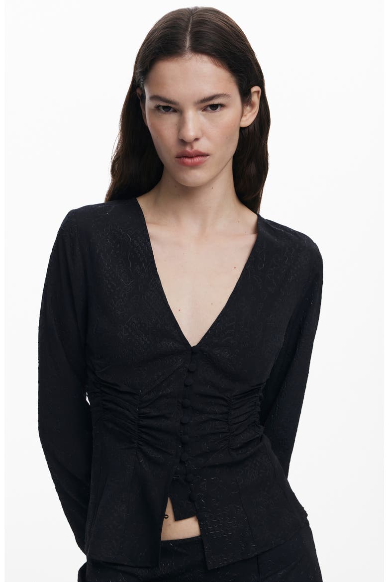 Ruched Top, Alternate, color, BLACK